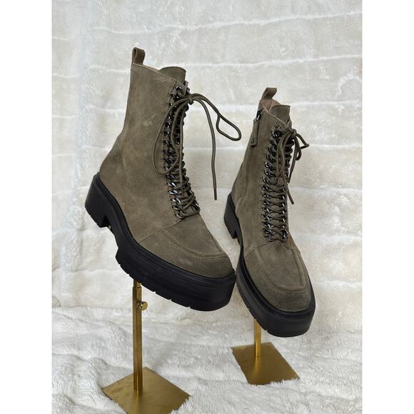 Sam Edelman sz 9 Lovrin Boot Suede Washed Stone Lug Sole Chunky Combat Festival - Picture 2 of 5